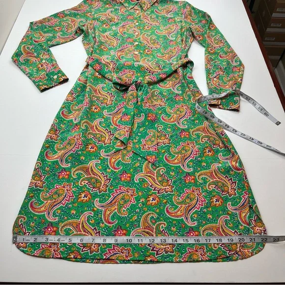 Lauren Ralph Lauren Multicolor Kelly Green Paisley 100% Silk Unlined Dress SZ 10 - Picture 8 of 11
